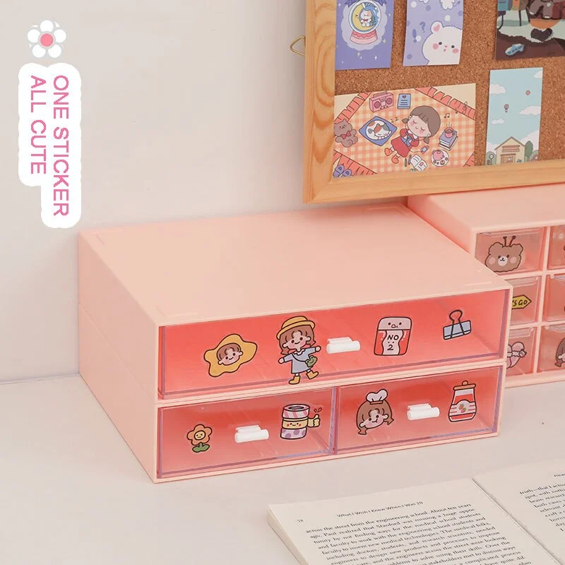 W&G Ins Drawer Type Desktop Storage Box Transparent Student Dormitory Miscellaneous Cosmetics Rack Desk Kawaii Organize Box 2021