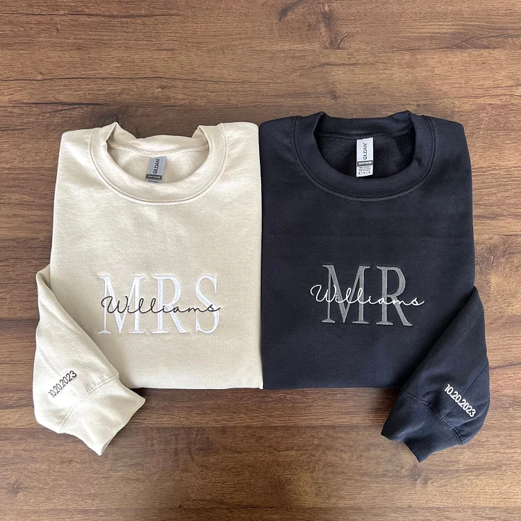 Valentine's Day Gift Custom Mrs. Embroidered Sweatshirt