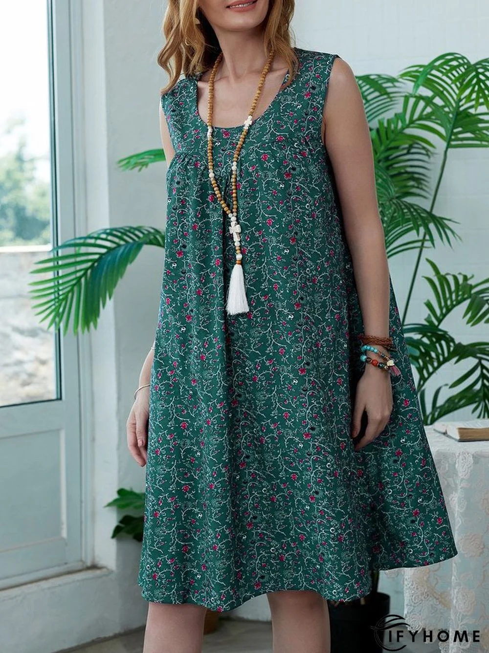 Floral Print Beach Women Summer Midi Dresses | IFYHOME