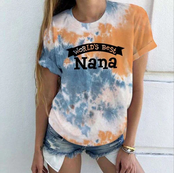 Hot World's Best Nana Printed T-Shirts For Women Summer Short Sleeve Tee Shirts Round Neck Casual Summer Ladies Tops