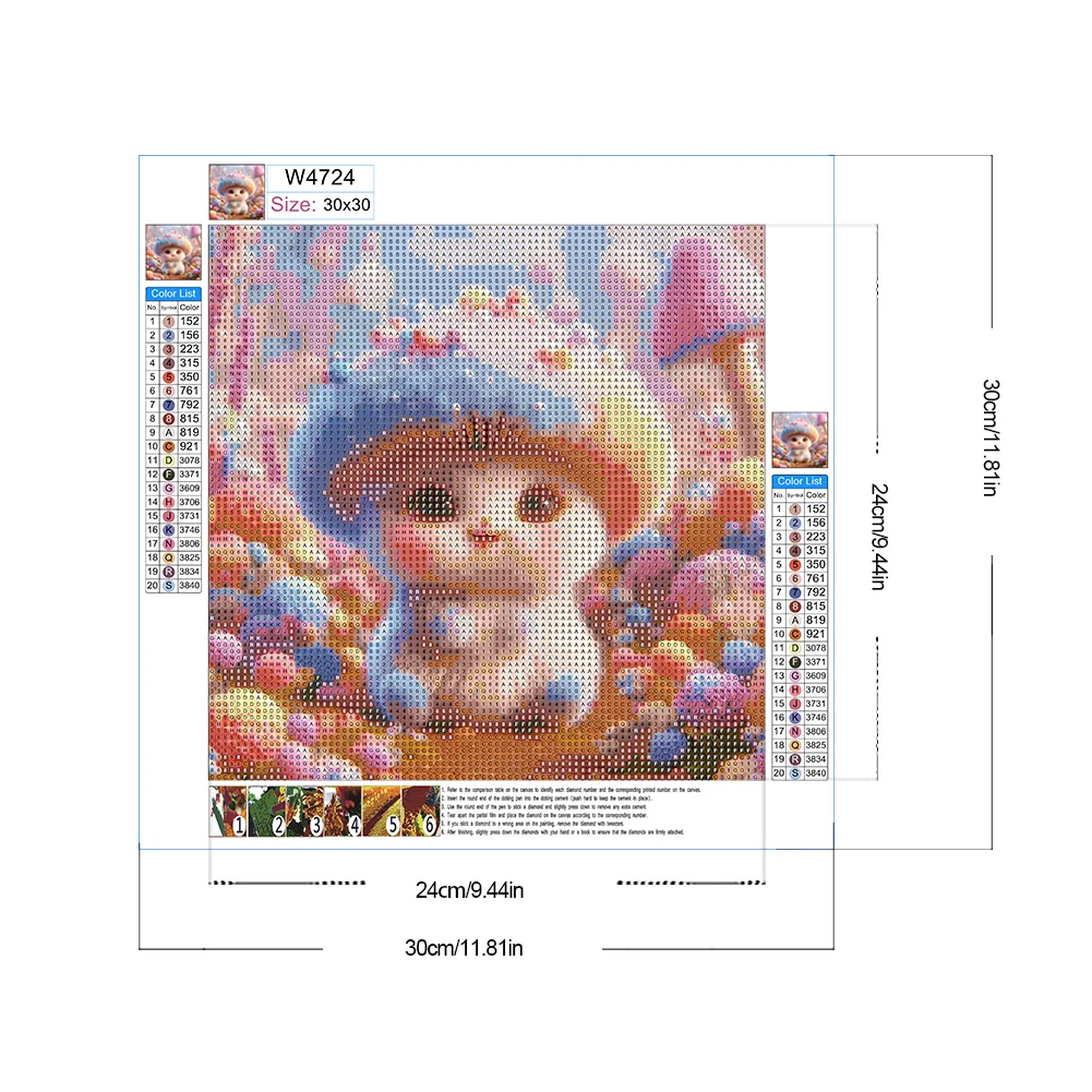 Diamond Painting - Full Round Drill - Cute Mushroom(Canvas|30*30cm)