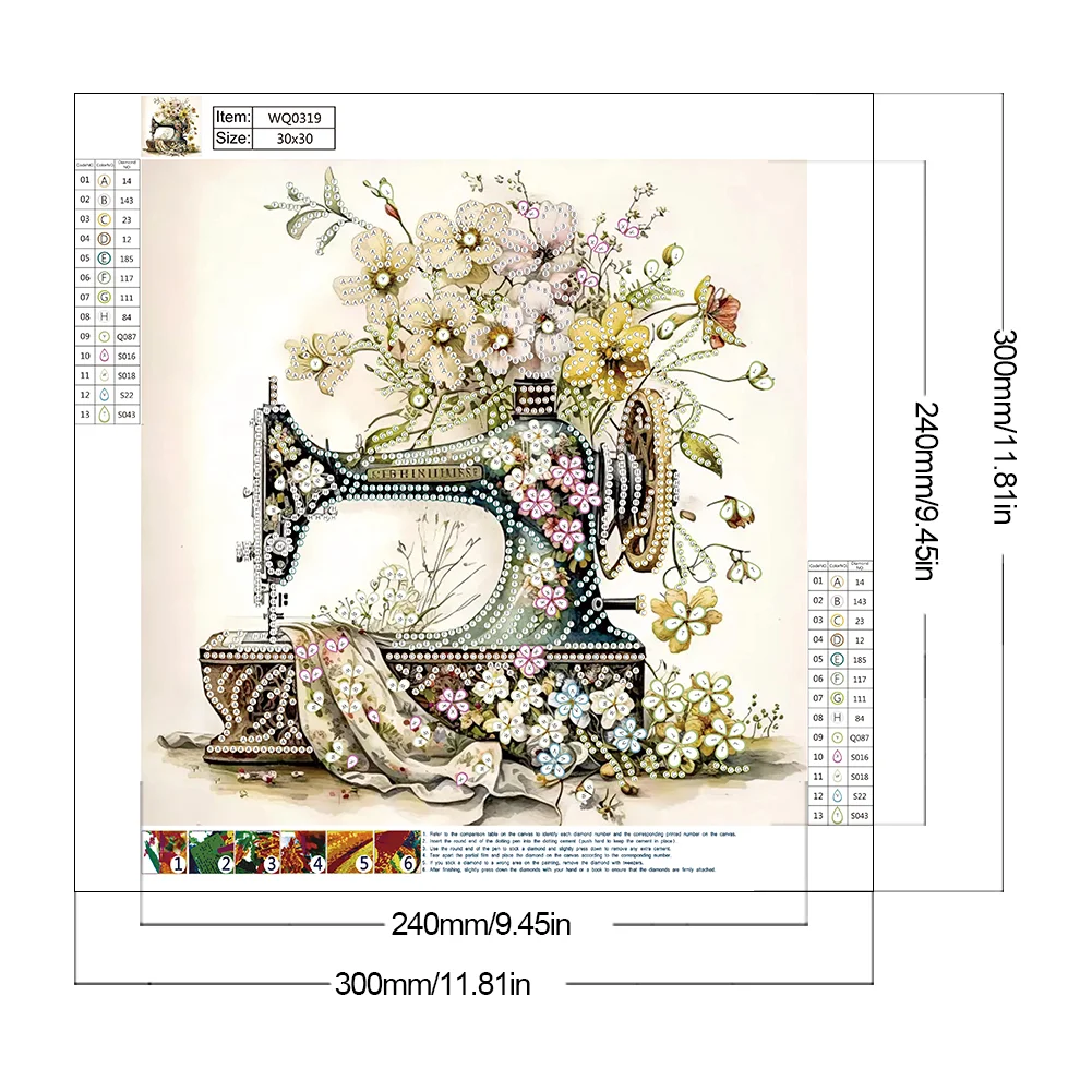 Diamond Painting - Partial Special Shaped Drill - Sewing Machine(Canvas|30*30cm)