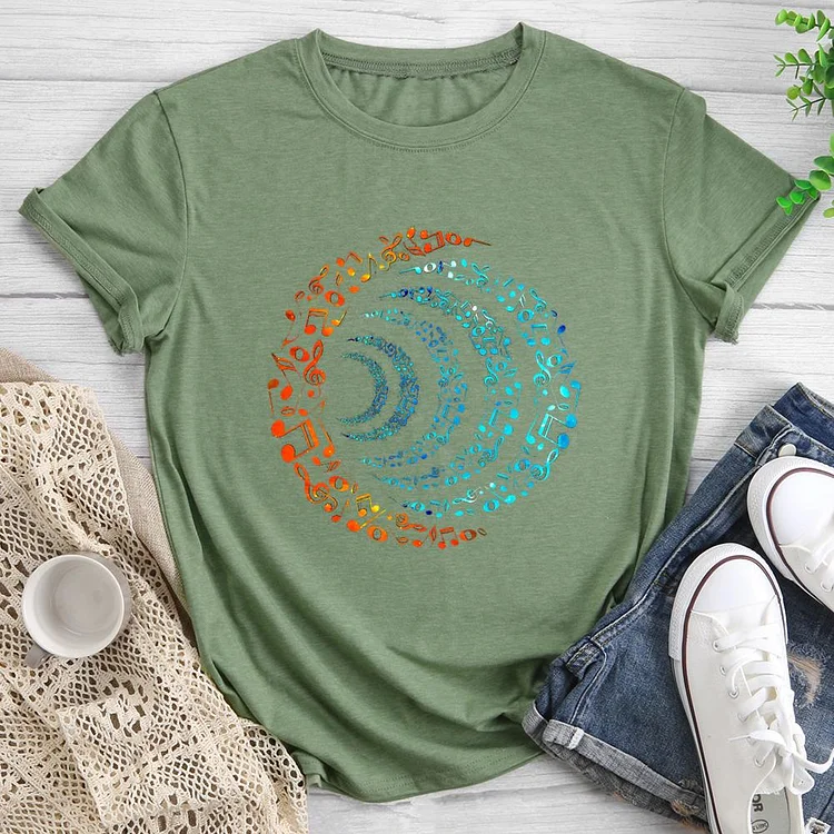 Music Moon Round Neck T-shirt