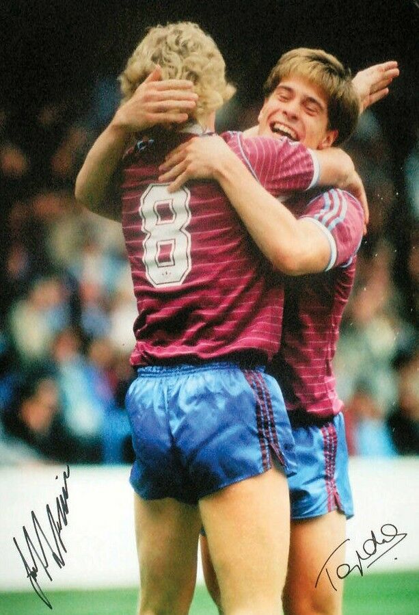 COTTEE & McAVENNIE SIGNED WEST HAM UNITED 16X12 FOOTBALL Photo Poster painting WITH COA & PROOF