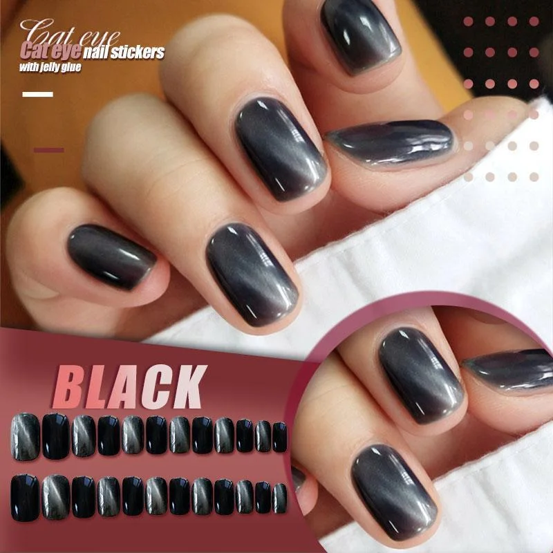 (24PCS)Mysterious Cat Eye Nail Patch with Jelly Gum