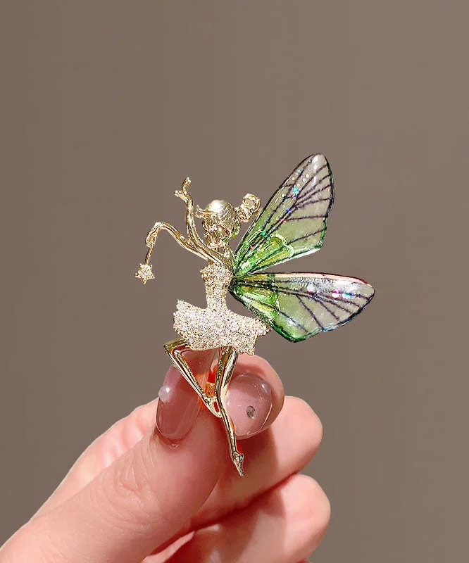 DIY Green Alloy Zircon Belle Butterfly Brooches