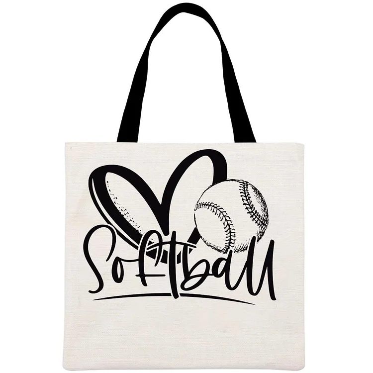 Softball heart Printed Linen Bag-Annaletters
