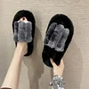 Gioiacombo™ Pantofole in pelliccia di coniglio sfumato di nuovo stile per pantofole in pelliccia con suola spessa autunnali e invernali