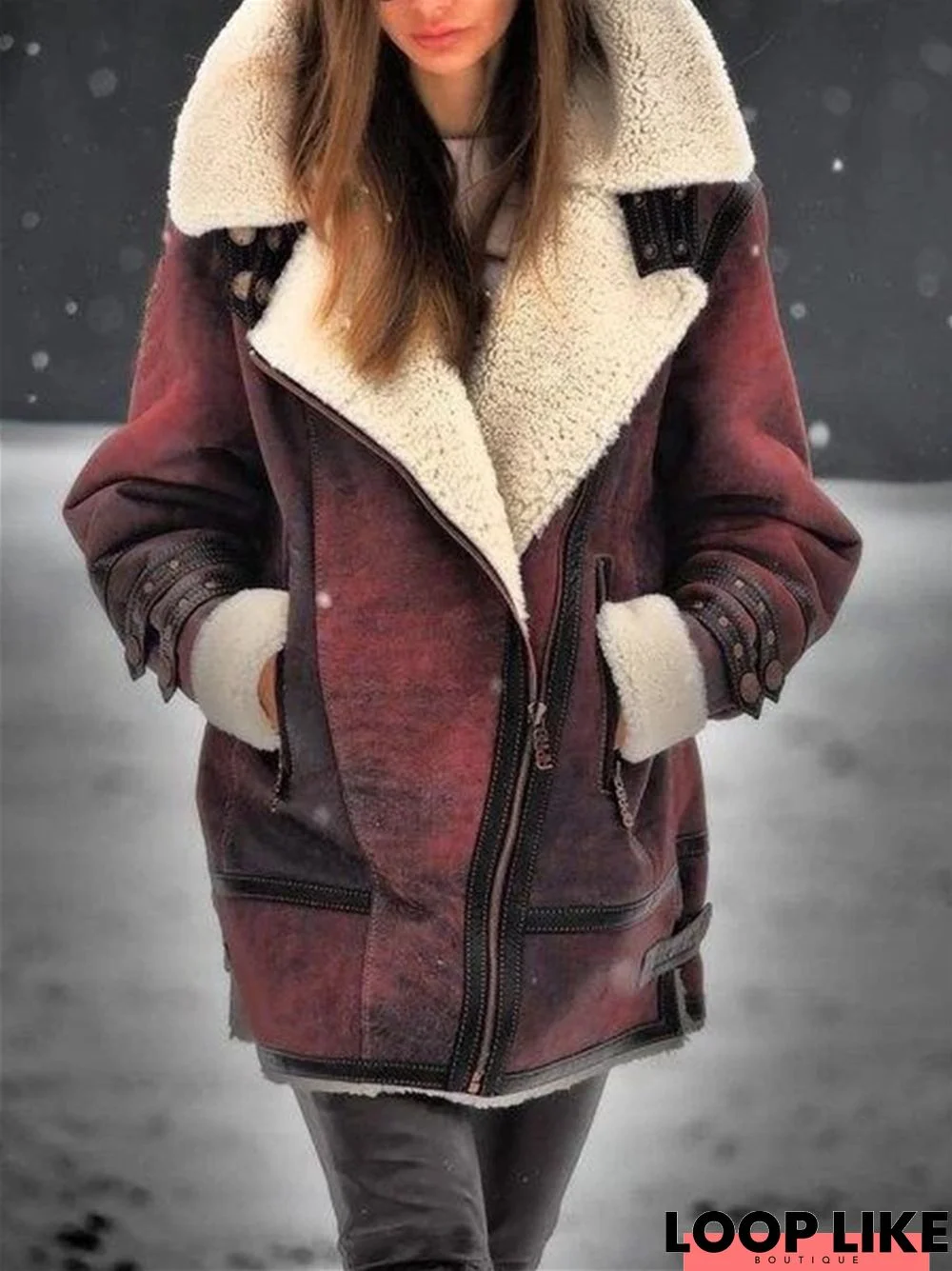 Thickened Fur Integrated Women's Lapel Coat