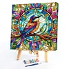 Framed Stained Glass Bird-Paint by Numbers Acrylic Painting 35*35CM With Color Box 5ML(24Colors)