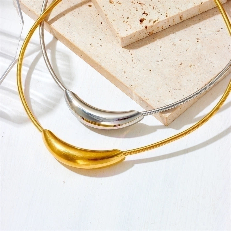 Stainless Steel Vintage Style Plating Solid Color Choker3