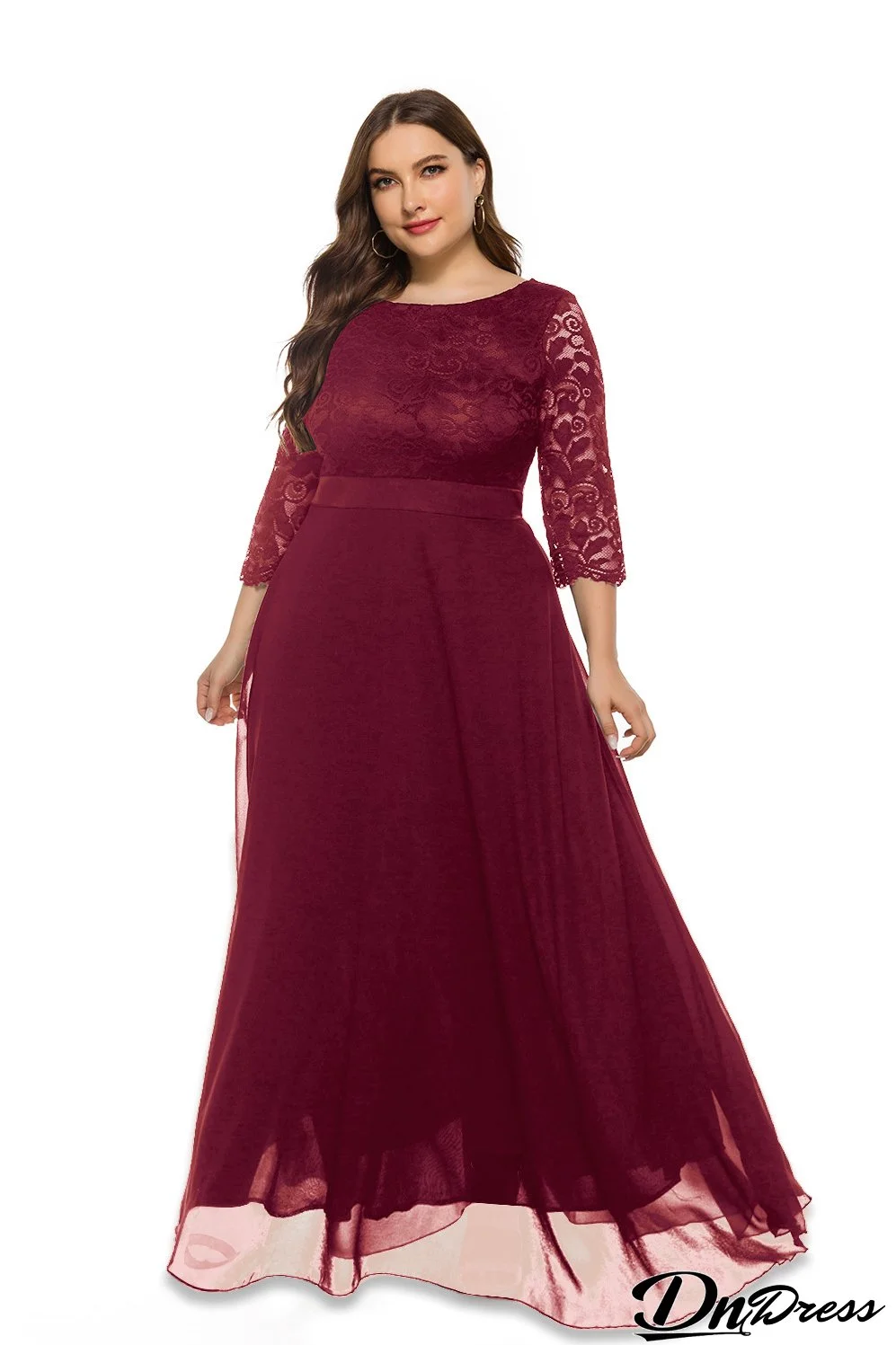 Plus Size Women Lace Evening Dress