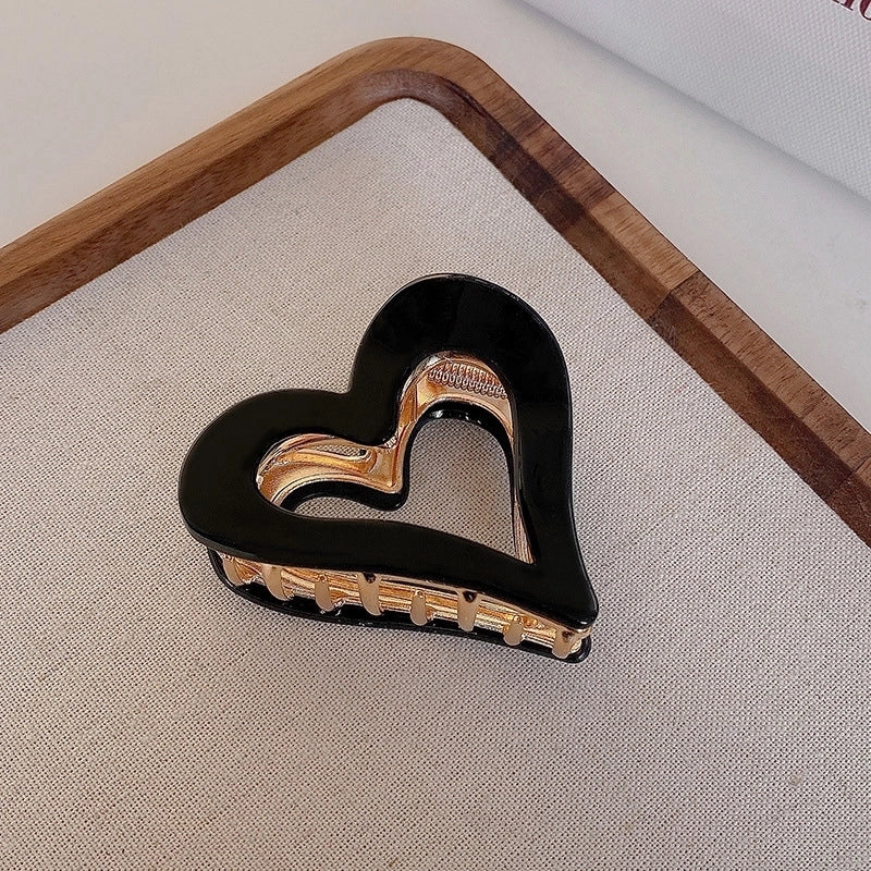 Women’s Minimalist Classic Style Heart Shape Alloy Polishing Hair Clip