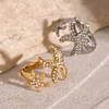 Starfish Rhinestone Golden Silver Open Ring