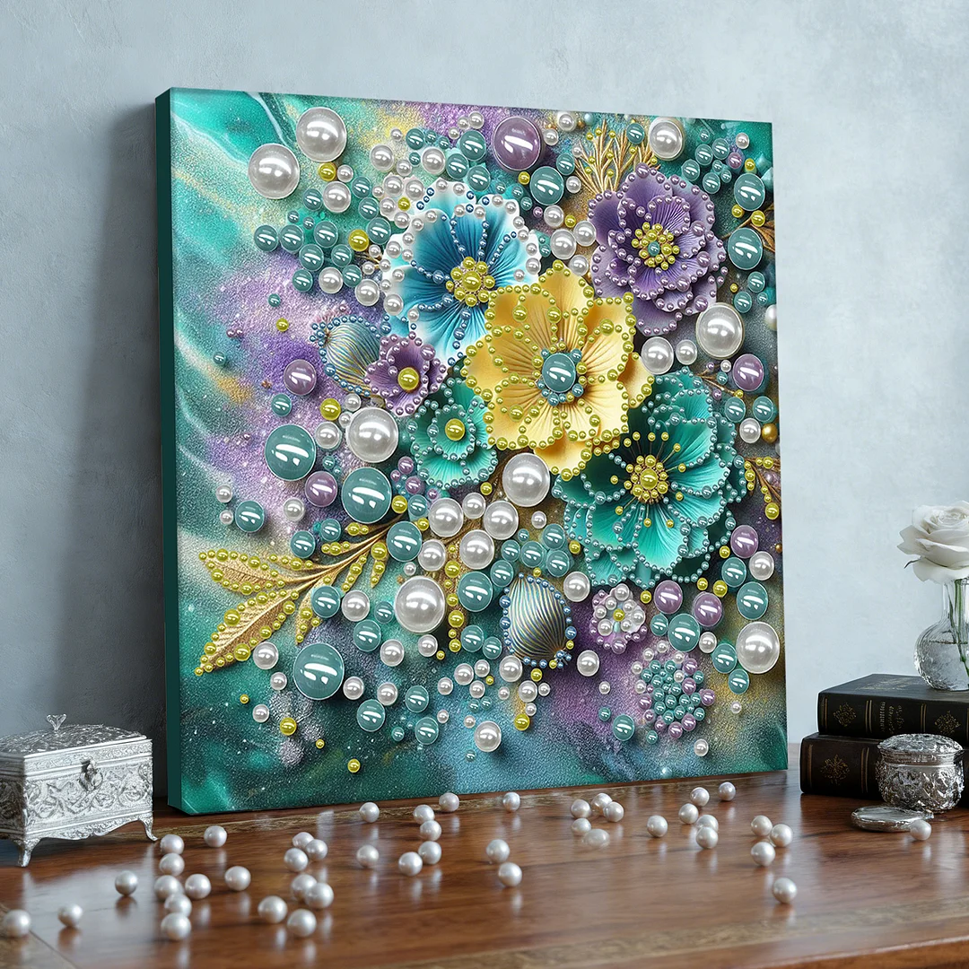 Fresh Flowers - DIY Pearl Diamond Art Kit With Frame 30*30cm