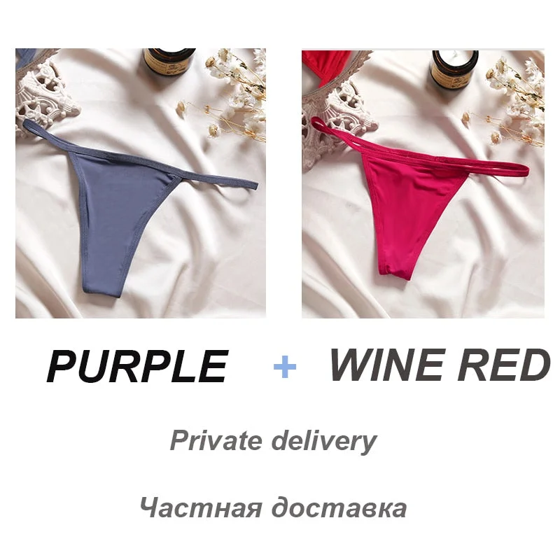 2PCS/Set Sexy Women G-String Underwear Panties Low Waist Panties Female Underpants Cotton Crotch T-back Pantys Thong Lingerie