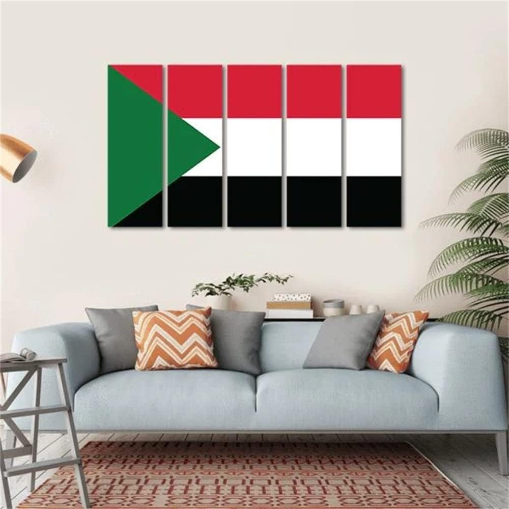akia Wall Art For Living Room Wall Decor For Bedroom Poster Flag of Sudan Paintings Prints Artwork Bathroom Decorations Canvas Prints Hang Pictures Office Home Decor Works 42&#034;L x 24&#034;W 132x75cm