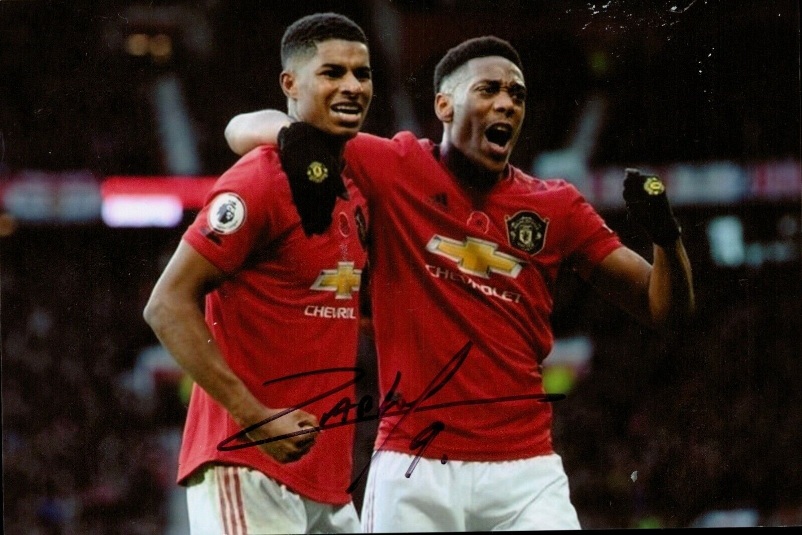 SCUFFED Anthony Martial Hand Signed 6x4 Photo Poster painting Manchester United Autograph + COA