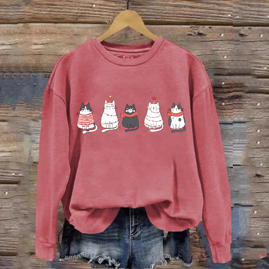 Eagerlys Cat Christmas Sweatshirt Eagerlys