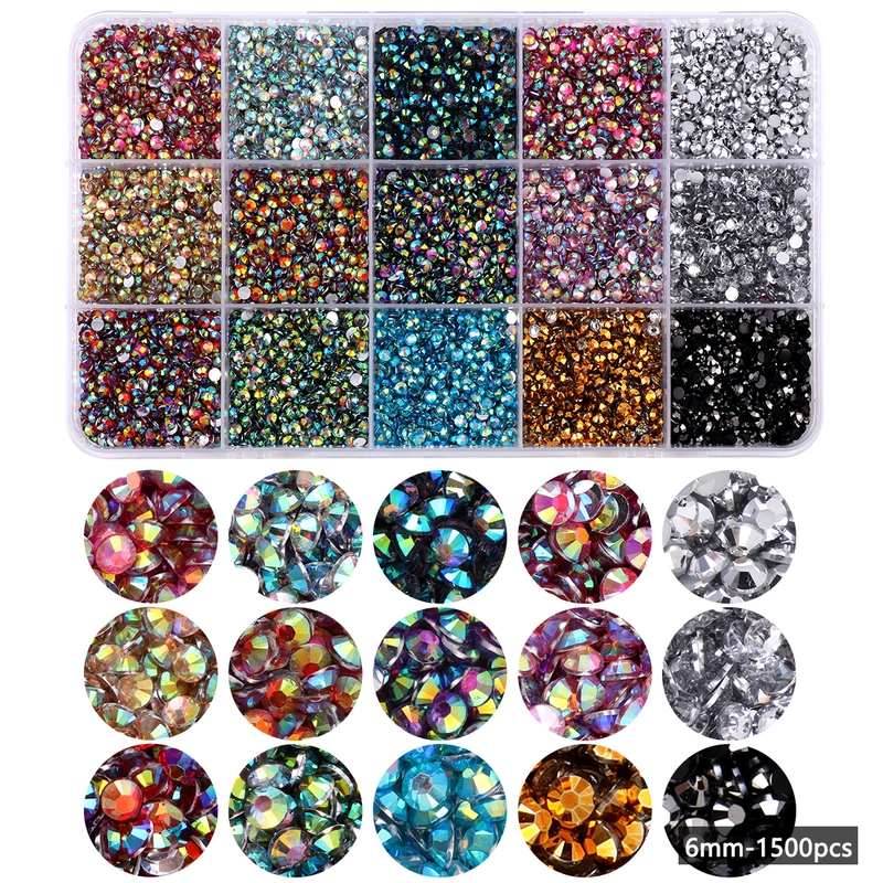 15 Color Resin Bottoming Drill Color AB Diamond Mixed Color Acrylic Diamond Handmade DIY Stick-on Crystals Large Transparent Rhinestone Jewelry Suit