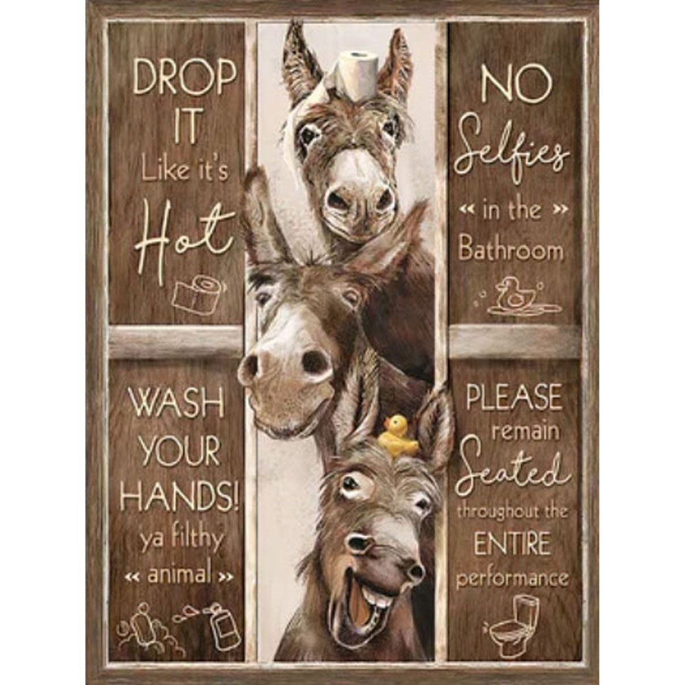 English Calligraphy And Painting Of Three Donkeys 45*60CM(Canvas) Full Round Drill Diamond Painting gbfke