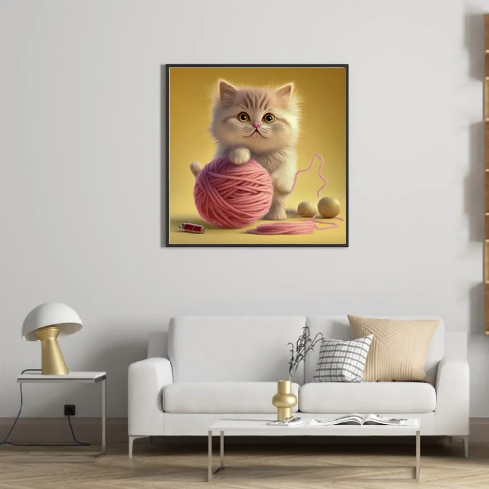 DIY Paint By Number 40*40cm - Cat Playing With Yarn