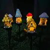 Solar Fairy-Tale Mushroom Cottage Landscape Pathway Light Waterproof LED Outdoor Lawn Lamp Courtyard Decoration Light for Spring Garden Walkway Patio Yard Backyard