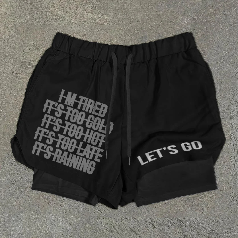 Sopula Let's Go Print Graphic Double Layer Men's Gym Shorts - Sopula ｜Premium Graphic Tees & Graphic Streetwear