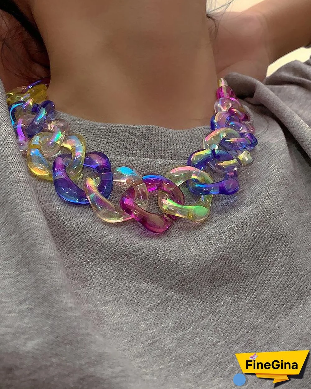 1PCS Colorful Acrylic Chain Necklace