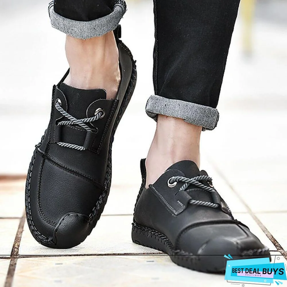 Men's Fashion Business Spliced Laced Casual Leather Shoes