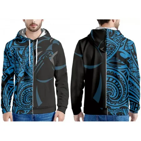 Men's Carolina Panthers Black/Blue Pullover Hoodie TWDP