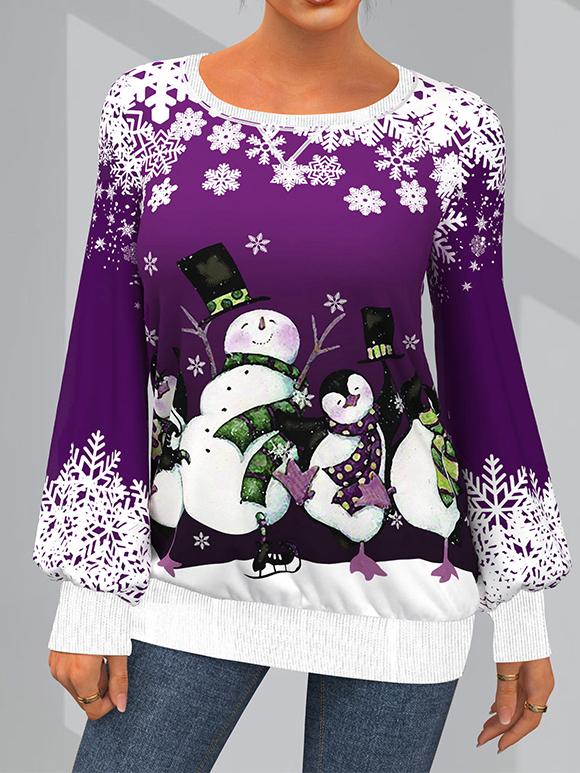 Women Long Sleeve Scoop Neck Printed Sweatshirts Tops
