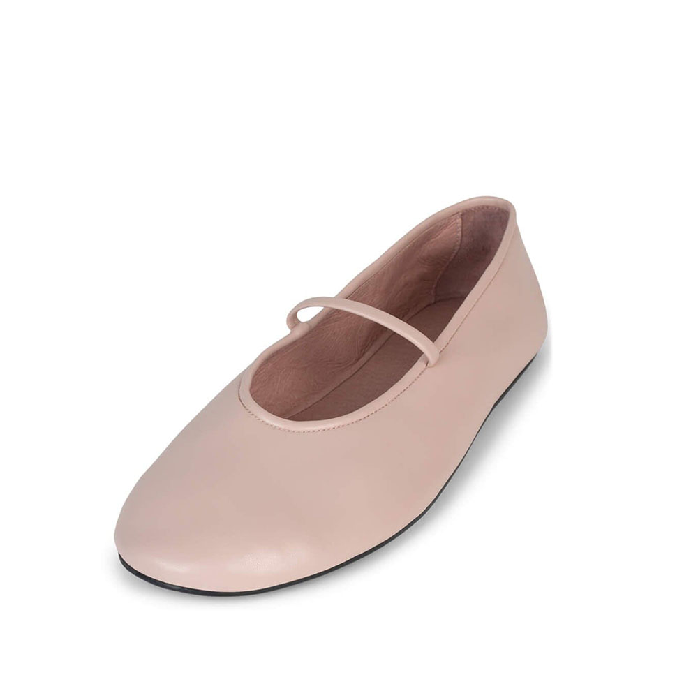 Pink Vegan Leather Round Toe Flat Strappy Ballets Nicepairs