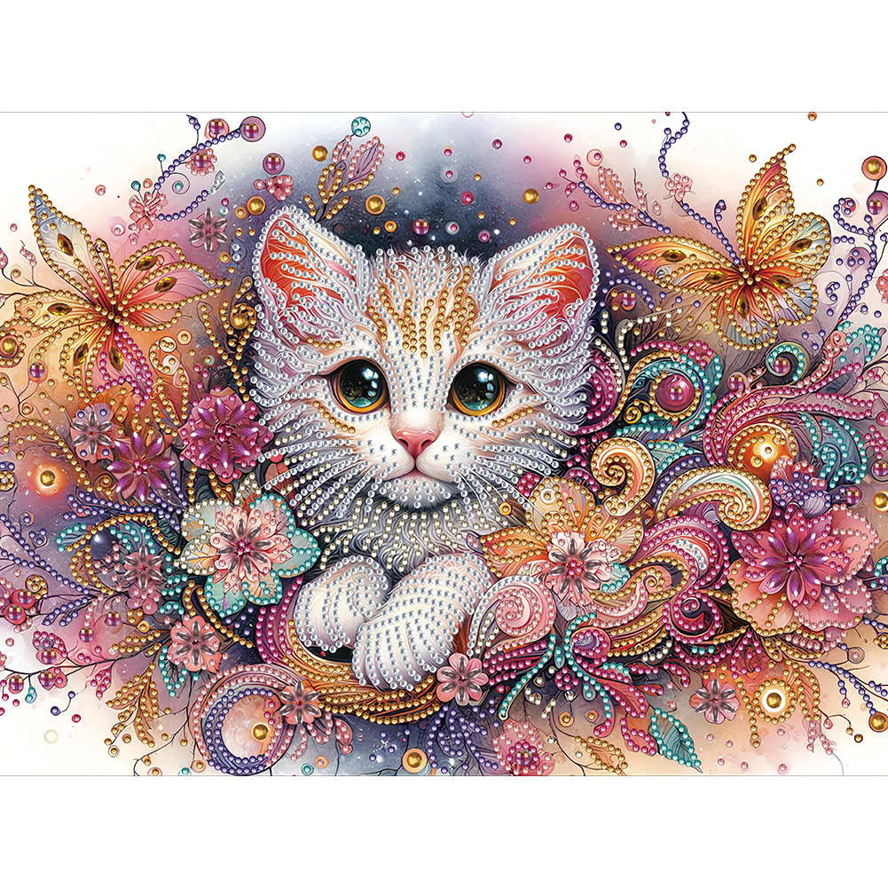 Cat 40*30cm(canvas) special shaped drill diamond painting