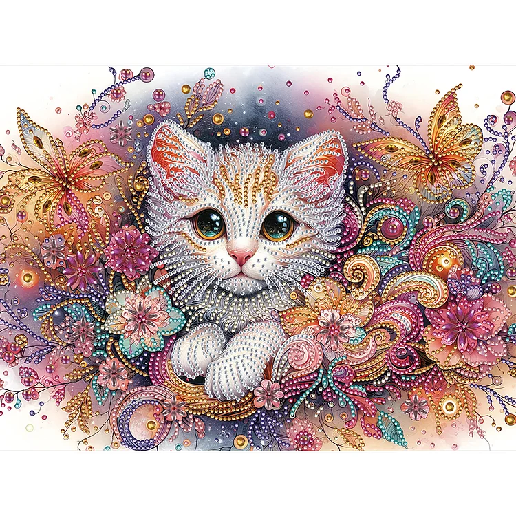 Cat 40*30CM (Canvas) Special Shaped Drill Diamond Painting gbfke