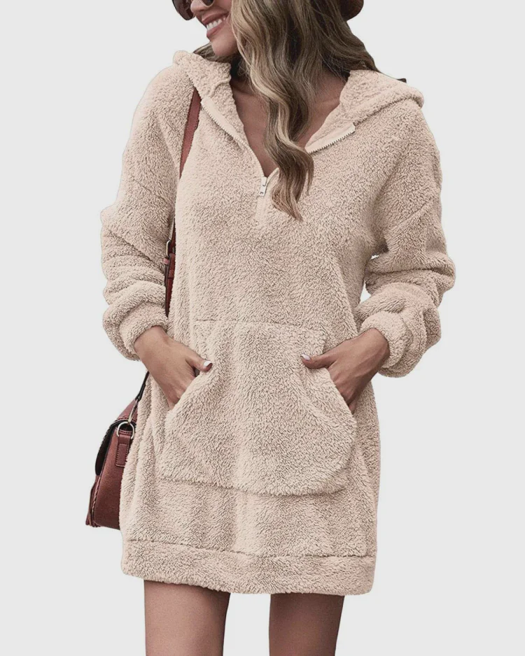 Women's Plush Hooded Sweatshirt Dress