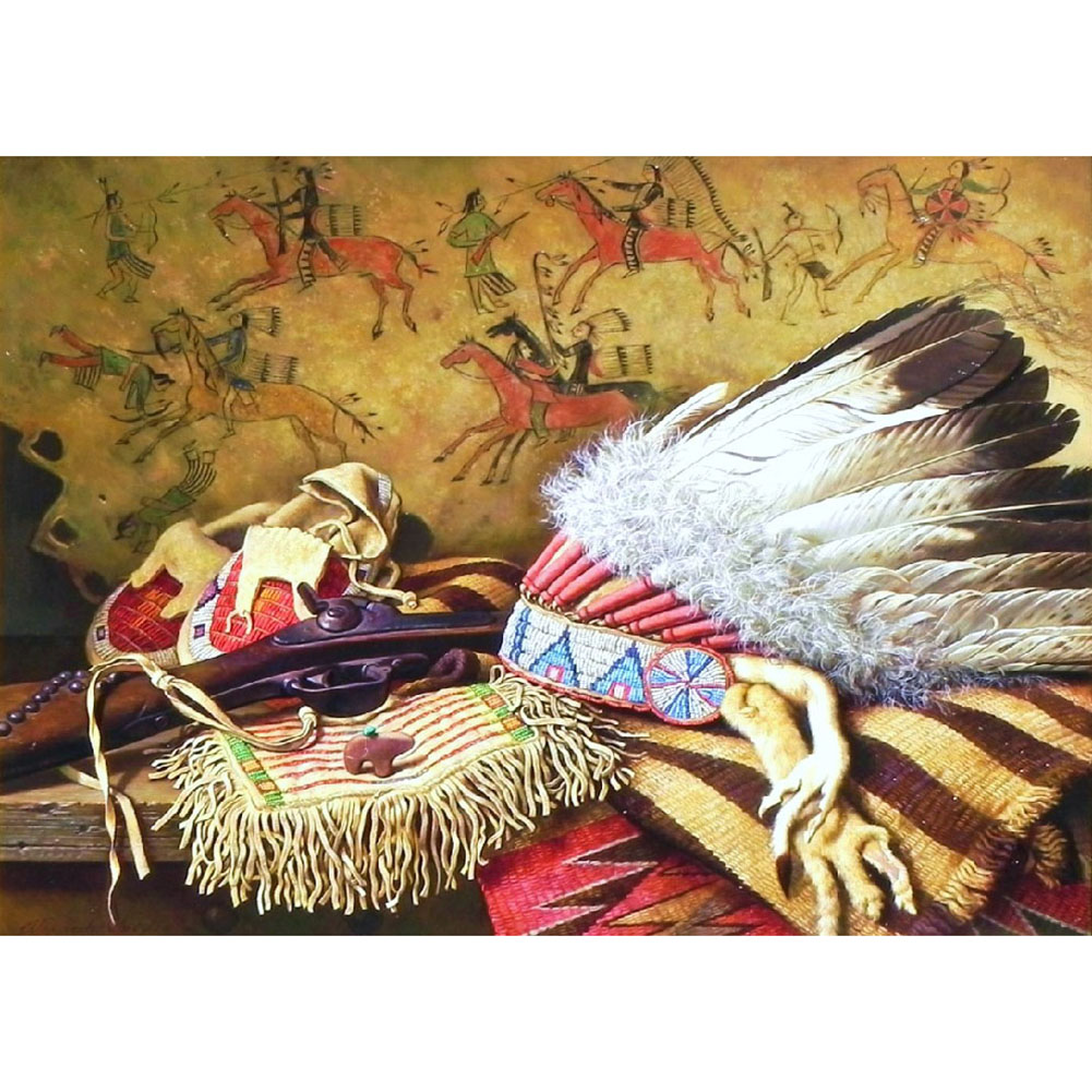 

Indian Feather Headdress - Round Drill Diamond Painting - 30*40CM, 501 Original