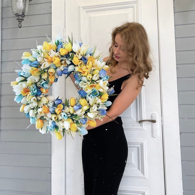 🇺🇦💛💙UKRAINE BLUE AND YELLOW TULIP WREATH-🙏NO PROFIT PRODUCT🌷