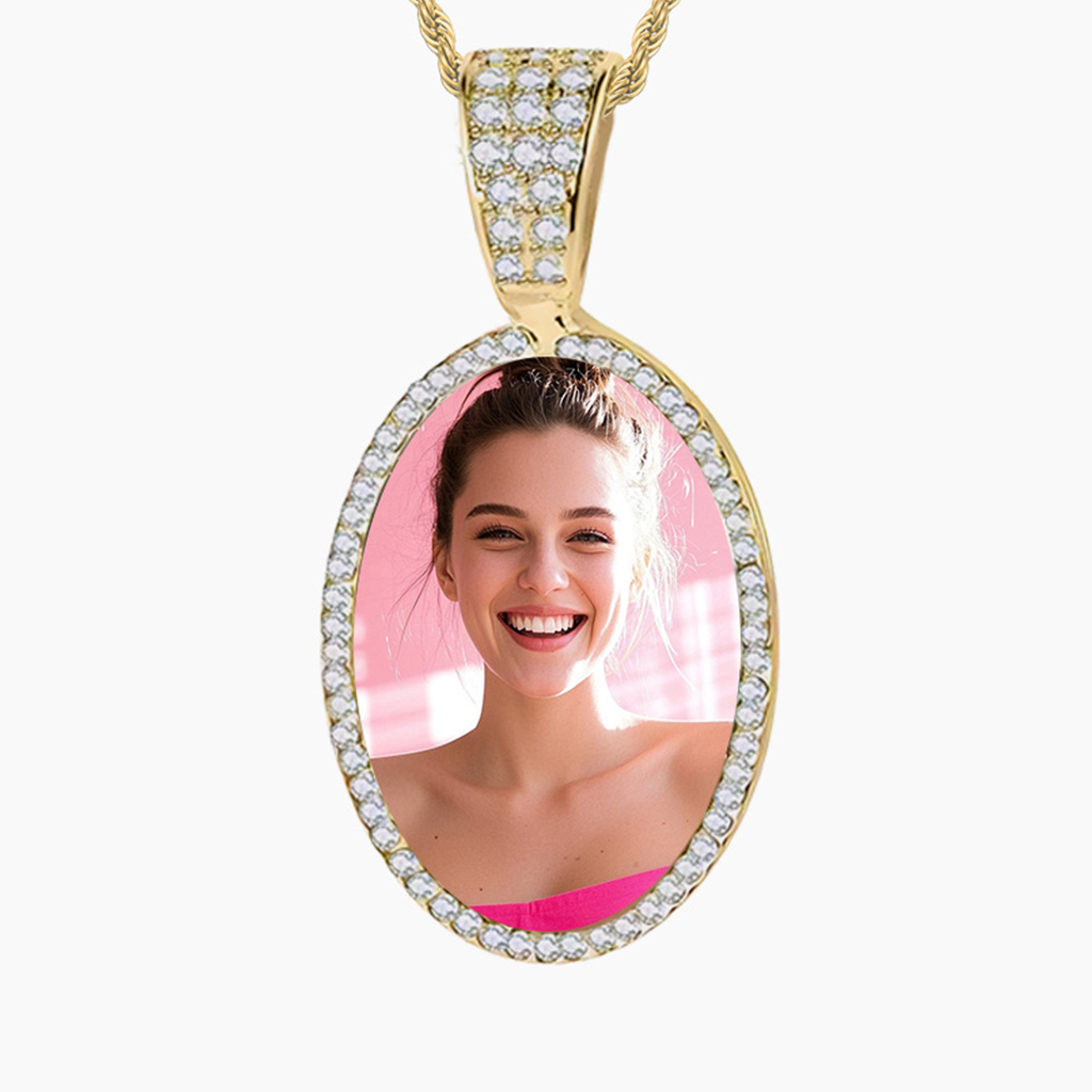 Gold Oval Photo Pendant