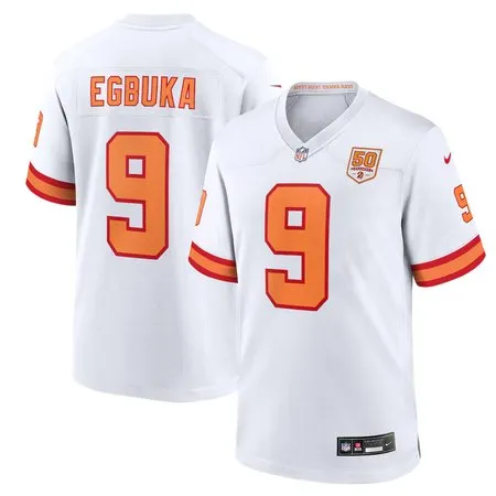 Youth '76 Tampa Bay Buccaneers #9 Emeka Egbuka  White 50th Season Game Jersey