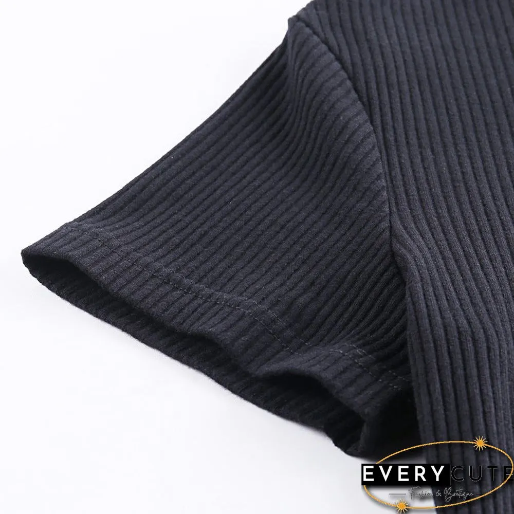 Turtleneck Short-Sleeved Hip Skirt