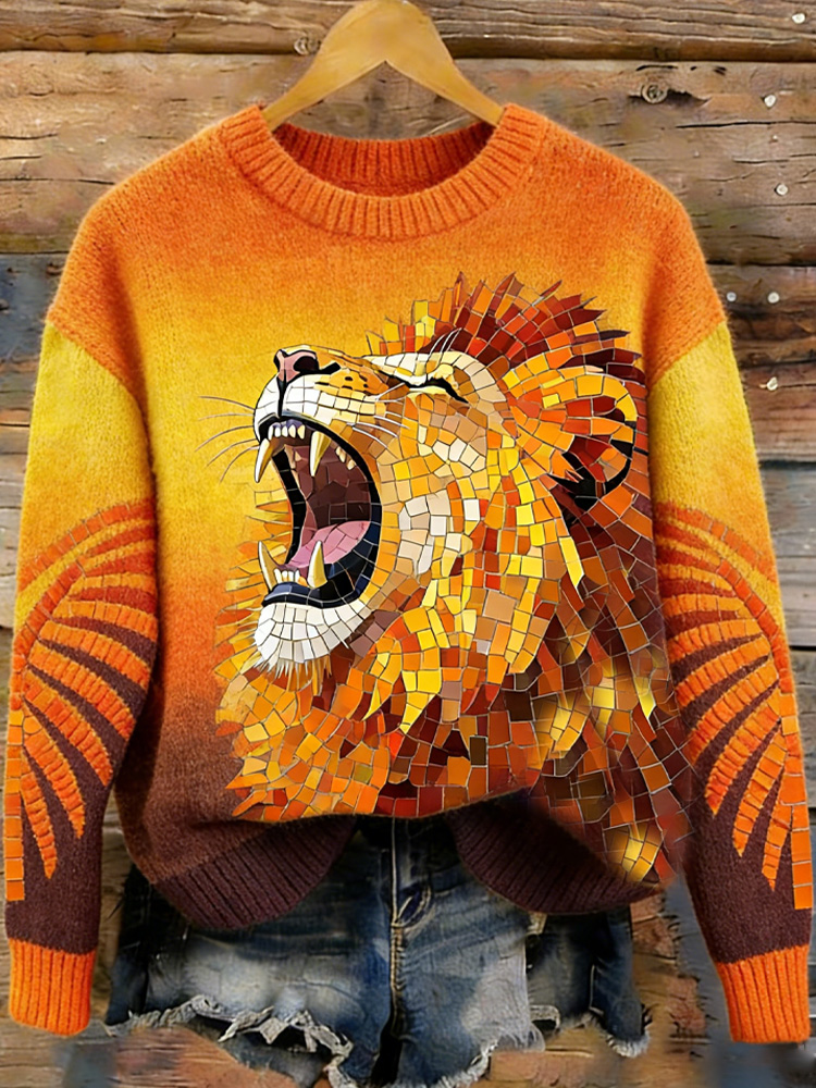  Lion Art Design Print Comfortable Sweater Westsshops