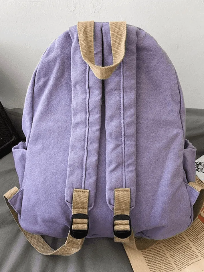 Brownm Vintage Wash College School Backpack