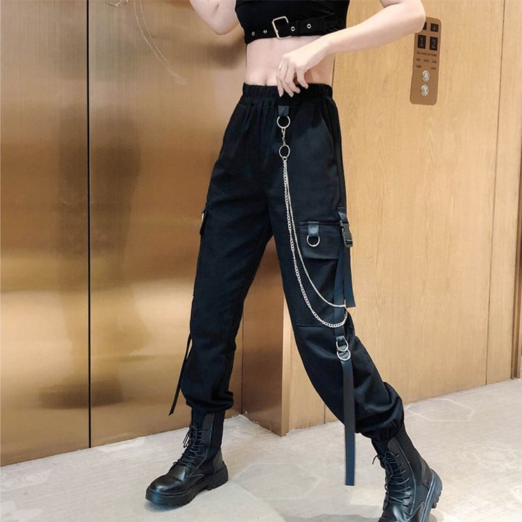 Pants Women's Ribbon Casual Pocket Harem Overalls High Waist
