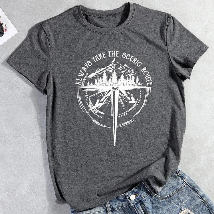 AL™  Always Take The Scenic Route Hiking Tees -012159-Annaletters