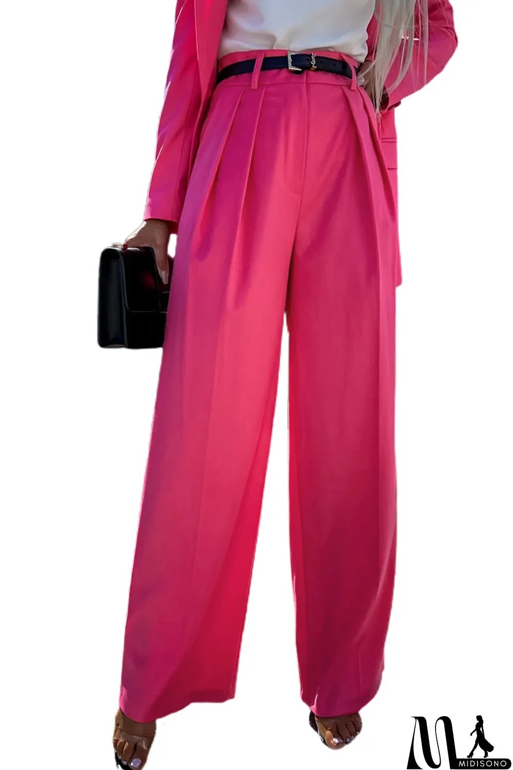 MidiSono - Rose Pleated High Waist Wide Leg Casual Pants