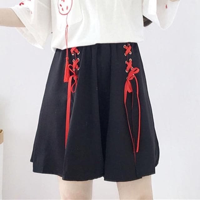 Anime Fox Printed Cross Ribbon Lolita Skirt SP15004
