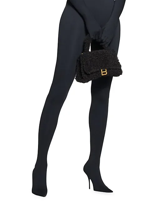 Balenciaga Furry Hourglass Small Handbag With Strap