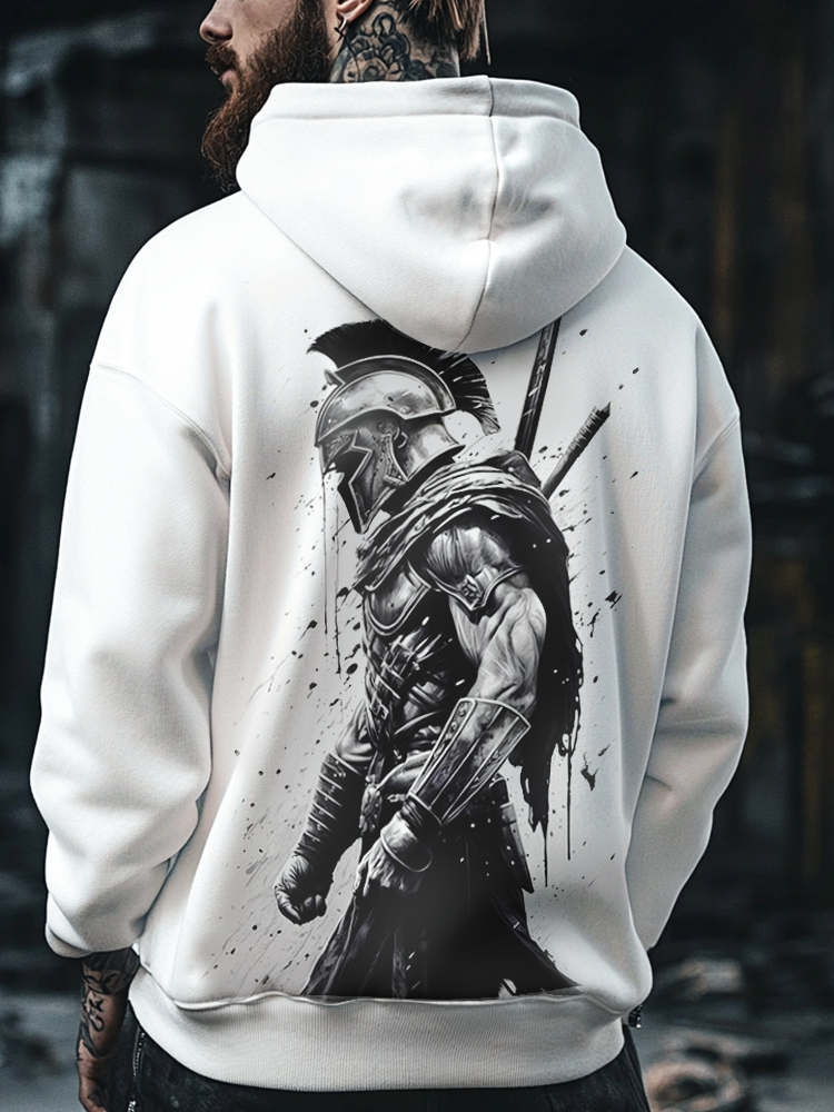 Spartan Style Warrior Design Totem Vintage Unisex Casual Sports Hoodie / Rvogue / Rvogue