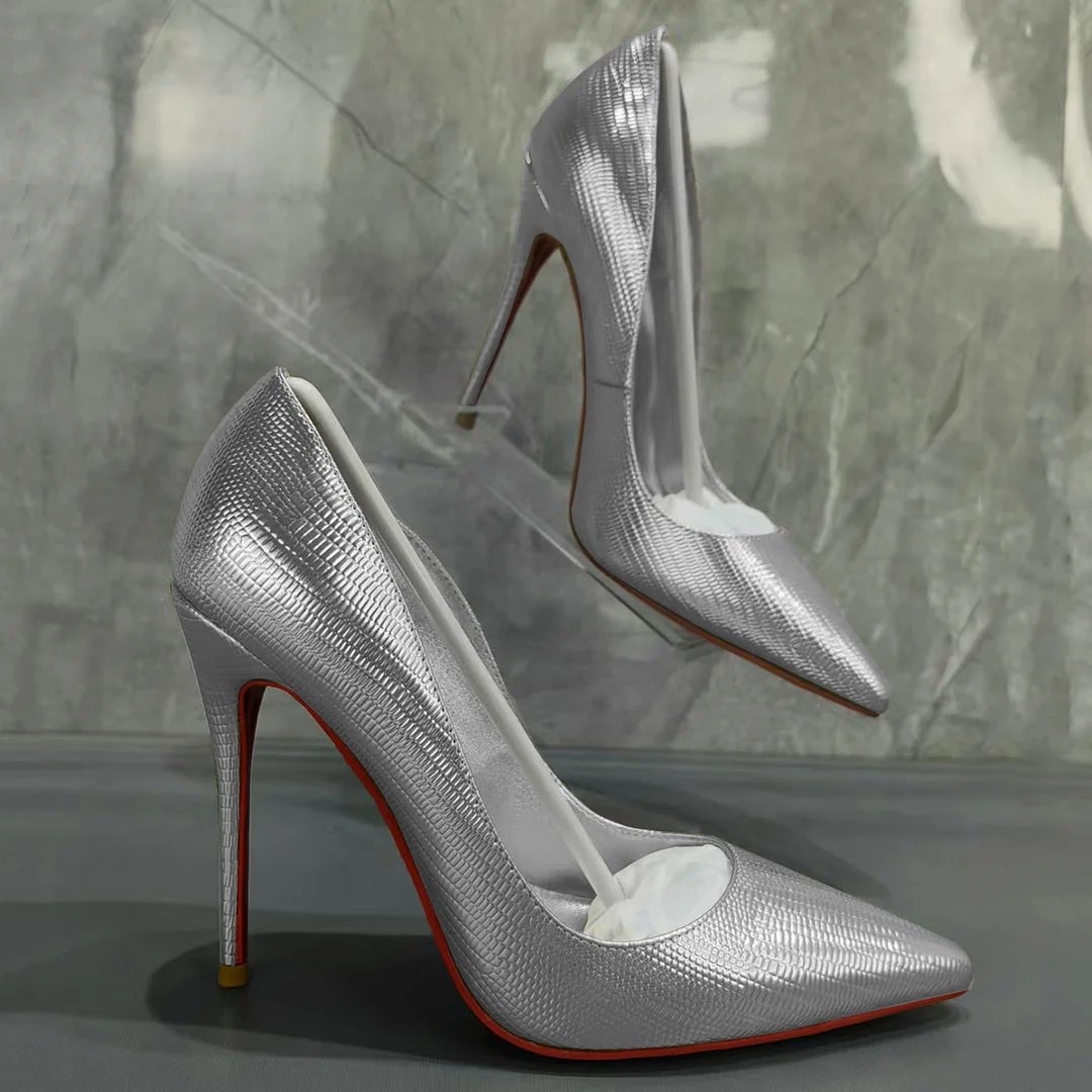 80mm/100mm/120mm Women's Classic Closed Pointed Toe Bridal Wedding Party Pumps Snakeskin-MERUMOTE